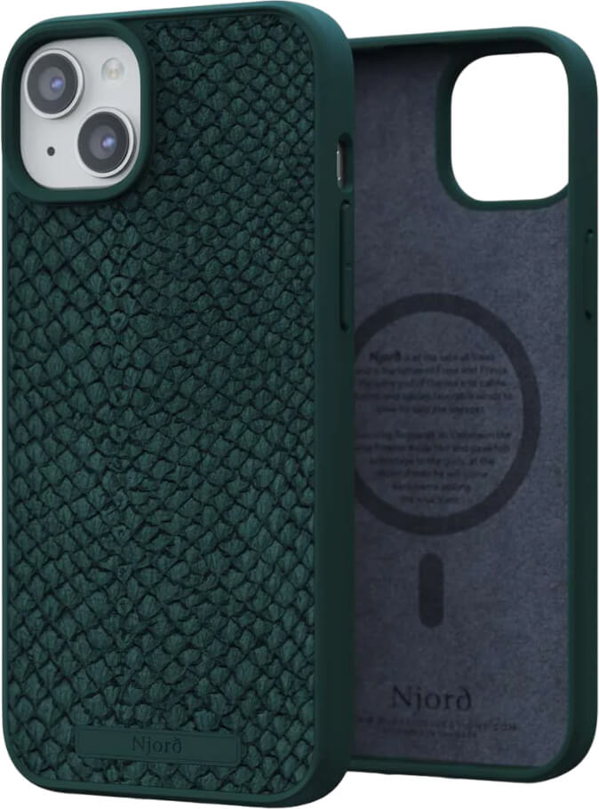 Чохол-накладка Njord Salmon Leather MagSafe Case Green для iPhone 15 Plus